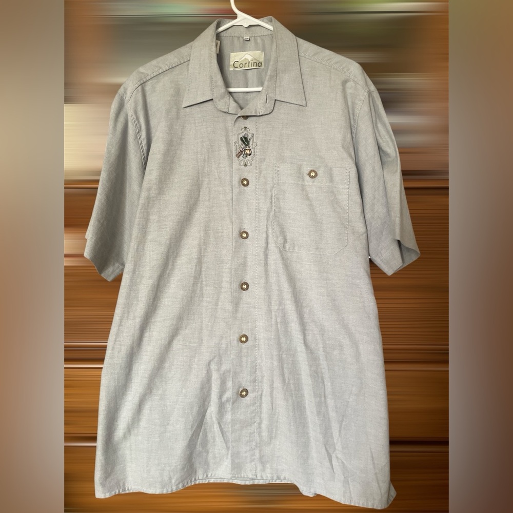 Vintage Cortina Short Sleeve Button Down Shirt Embroidered Embellishment size 41